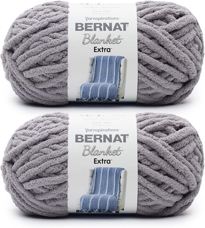 Bernat Blanket Extra, Chunky Yarn for Crocheting, Vapor Gray, 2-Pack
