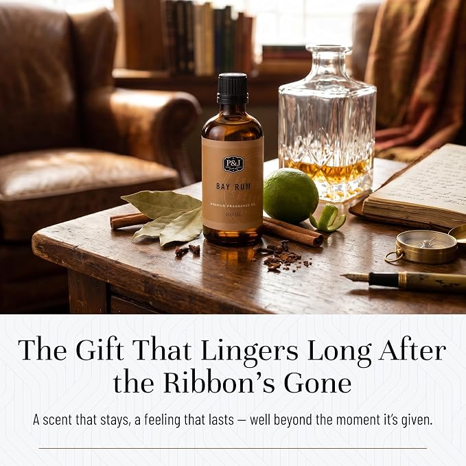 P&J Fragrance Oil | Bay Rum Oil 100ml - Candle for Candle Making, Freshie Scents, Soap Making Supplies, Diffuser Oil Scents