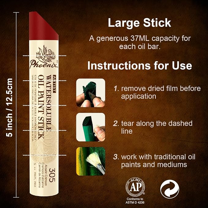 PHOENIX 49 Colors Oil Paint Stick - Set of 37ml Large Soft Water Soluable Oil Pastels with Palette Knife, Art Gift Pack Travel Set for Artists