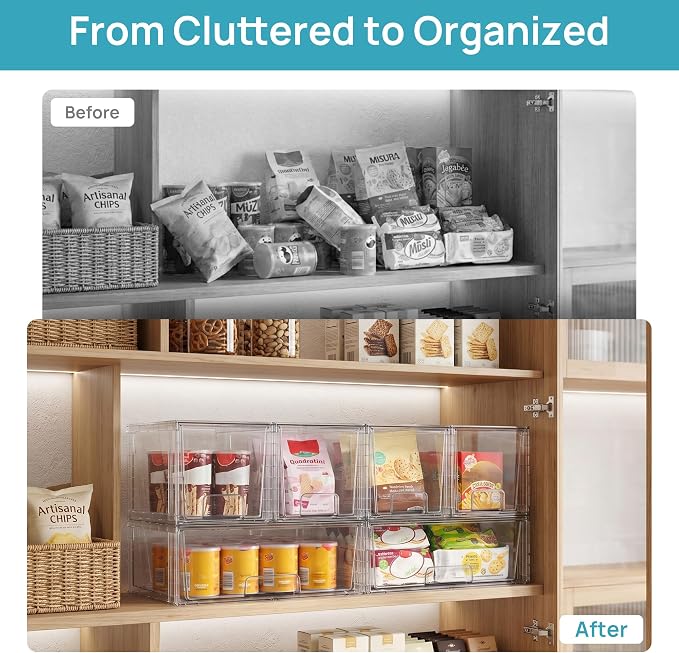 Vtopmart Clear Stackable Storage Drawers, 6 Pack Large Organizer Set