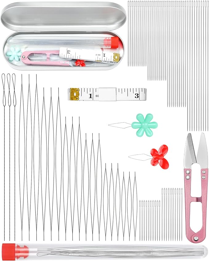 FIVEIZERO 87-Piece Beading Needles Set, 3 Types, 6 Sizes for Jewelry Making
