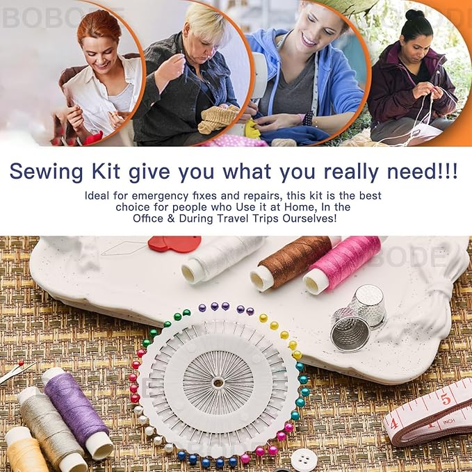 130 PCS Printing Travel Sewing Kit with Sewing Supplies Accessory | Boho Pattern Sewing Set with Zipper Sewing Case, Professional Beginners Sewing Kit for Adults,Emergency