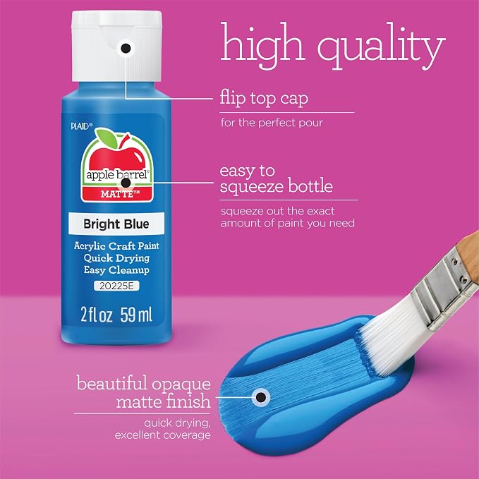 Apple Barrel, Vibrant Spectrum Collection Acrylic Craft Paint, Promoabiii, each, 16 assorted matte colors, 2 Fl Oz, 16 Count