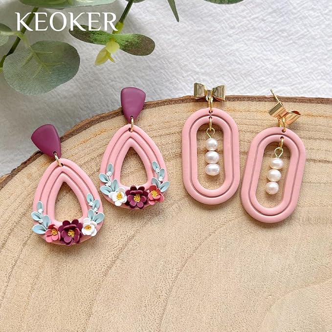Keoker Organic Polymer Clay Cutters, 10 Shapes Extruded Polymer Clay Earring Cutters Boho