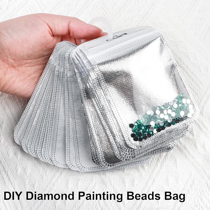 50PCS Diamond Painting Beads Storage Bags | Reusable Ziplock Pouches for DIY Diamond Art, Gem & Bead Organizer, Craft Supplies Storage Accessories