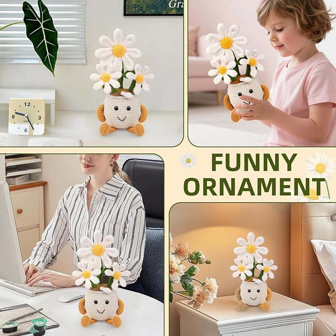 Nitlak Daisy Crochet Plant Gifts, Positive Emotional Support Crochet