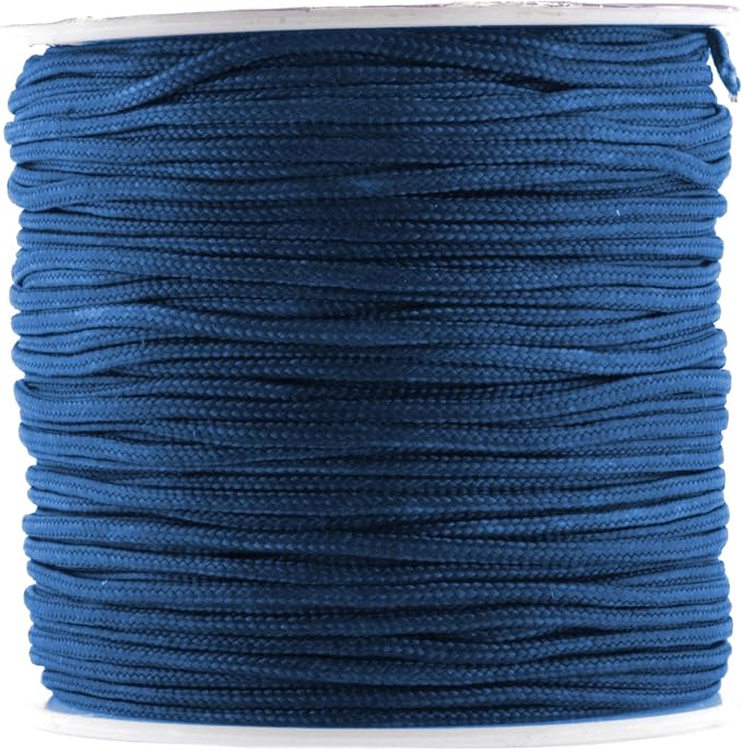 Mandala Crafts 1.5mm Navy Blue Rattail Nylon Satin Cord for Jewelry Making
