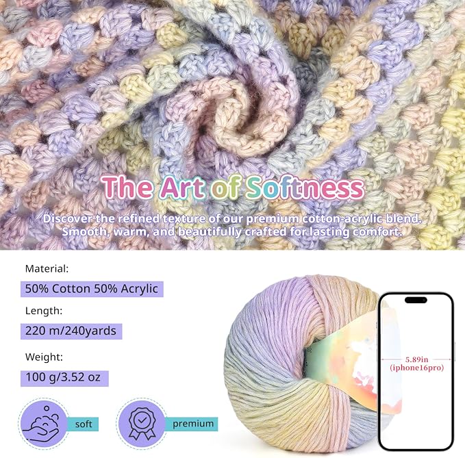 Coopay Crochet Kit for Beginners, Gradient Yarn Granny Square Blanket Kit