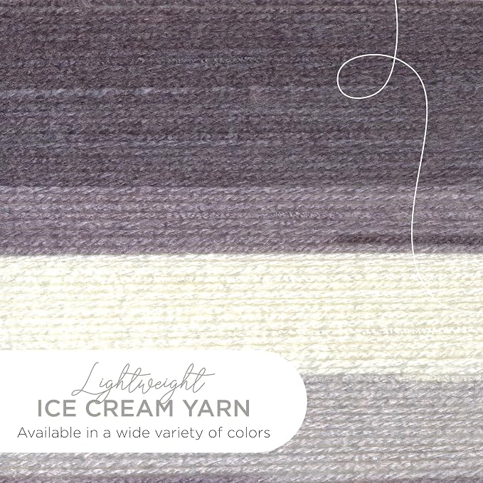 Lion Brand Yarn, Ice Cream Crochet Yarn, Cookies & Cream, Gray, 3 Pack