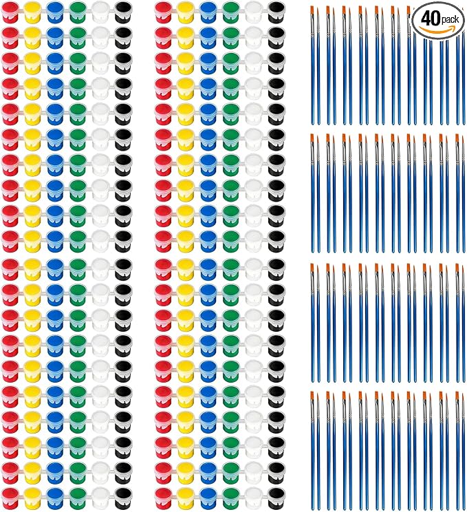 40 Pack Mini Acrylic Paint Set,6 Colors Acrylic Paints Strips for Adults Craft Paint, 320 PCS Painting Kit Container Strips Storage, Perfect for Home Birthday Classroom Party Favors