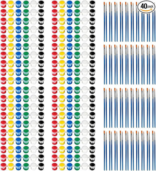 40 Pack Mini Acrylic Paint Set,6 Colors Acrylic Paints Strips for Adults Craft Paint, 320 PCS Painting Kit Container Strips Storage, Perfect for Home Birthday Classroom Party Favors