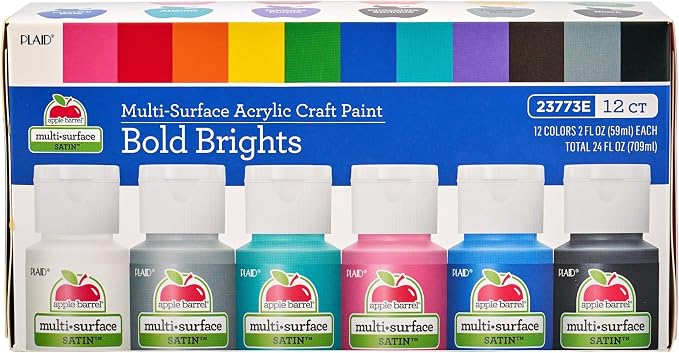 Apple Barrel Essentials Acrylic Paint Set, 12, 24 Fl Oz (Pack of 3)
