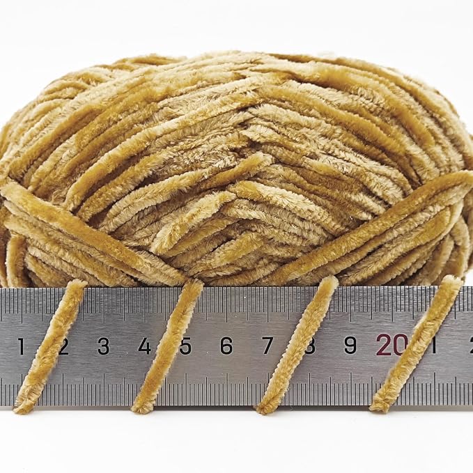 NICEEC 3 Skeins Soft Chenille Yarn 3 x85m (3X 93yds, 3X 50g)_Light Brown
