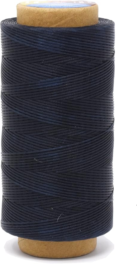 Mandala Crafts 210D 1mm Navy Blue Flat Waxed Thread for Leather Sewing