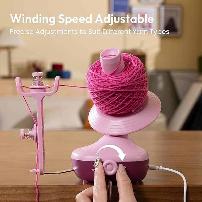 Yarn Winder Electric, Auto Compact Cake Winding for Knitting Lovers | Perfect Yarn Organizer with Strong Tension & Adjustable Speed, Efficient Large Capacity Yarn Ball Spinner for Crafters Purple