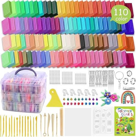 PeacePeo Polymer Clay Kit 215 Pcs Oven Bake Clay 110 Colors | Modeling Baking Clay, Non-Sticky, Non-Toxic, Sculpting Tools, Soft and Easy to Shape for Kids, Adults, Beginners DIY Crafts