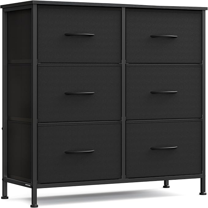 SONGMICS Dresser for Bedroom, Tall Dresser with 6 Fabric Drawers