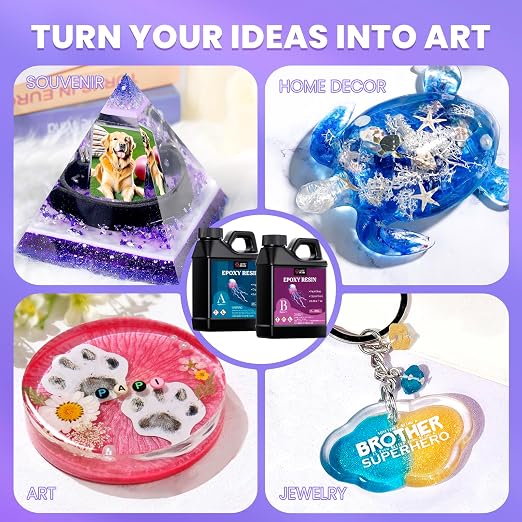 LET'S RESIN 34oz Crystal Clear Epoxy Resin, Casting Resin for Beginners | 2 Part Resin and Hardener for Crafts, Bubble Free & Low Odor, Anti-Yellowing, Casting Molds, Jewelry, Art, Easy to Mix