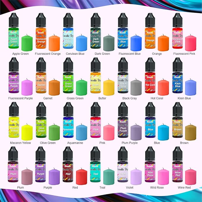 Roizefar Liquid Candle Dye - 28 Colors, 0.34 fl oz Each