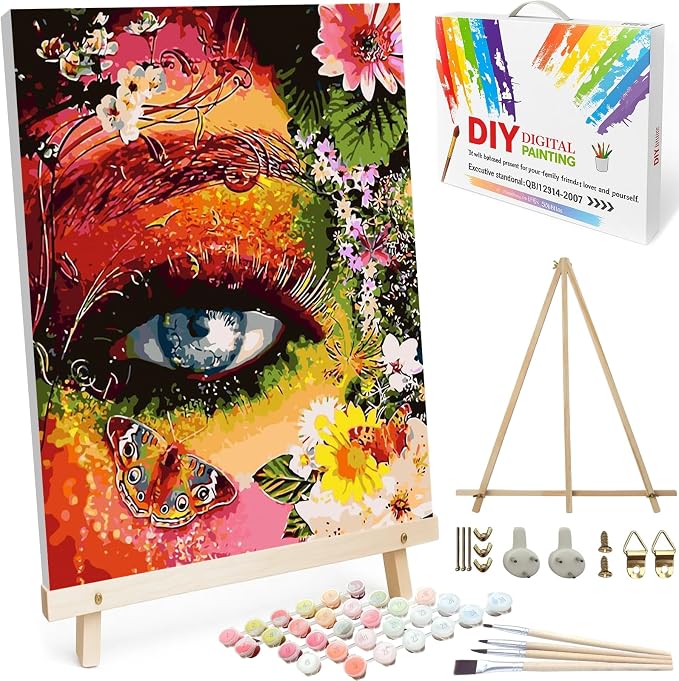 BAISITE Paint by Numbers Kit for Adults Beginners,16" Wx20 L Canvas for Painting Kits for Adults in Colorful Box-Color Eye Mother Earth 8407-Already Stretched on a Wooden Frame