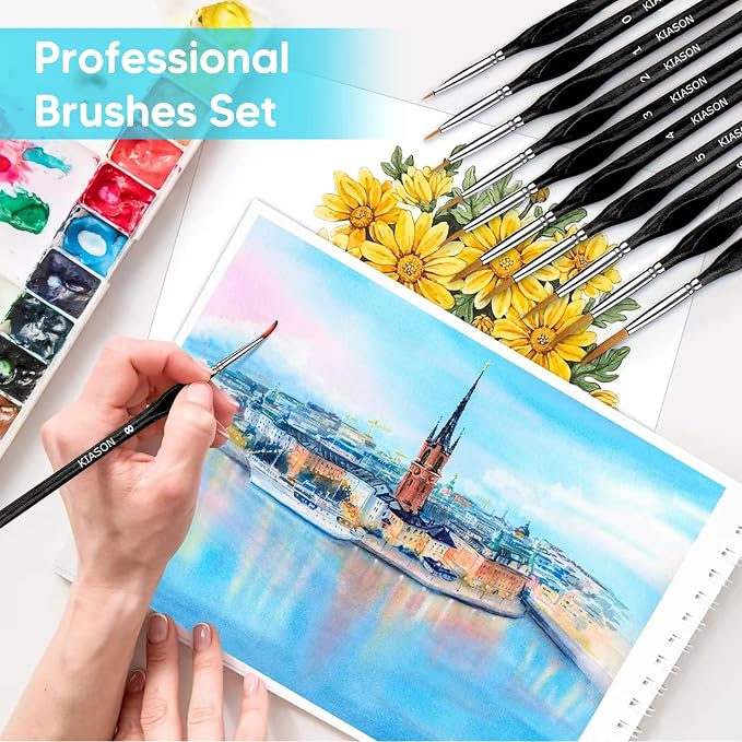10PC Miniature Paint Brush for Fine Detailing,Small Painting Brushes Set for Art, Crafts, Acrylic, Watercolor, Oil, Model, Face, 40k & Paint by Number, Figurine (Black) (Pack of 3)