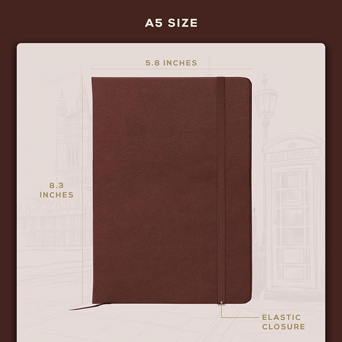 Beechmore Books A5 5.8x8.3 Mixed Media Sketchbook 160 GSM/98LB, Gift Box | Hardcover Art Journal with Lay-Flat Binding, 156 Perforated Ivory Pages, Portable Size for Drawing, Ink & Light Watercolor
