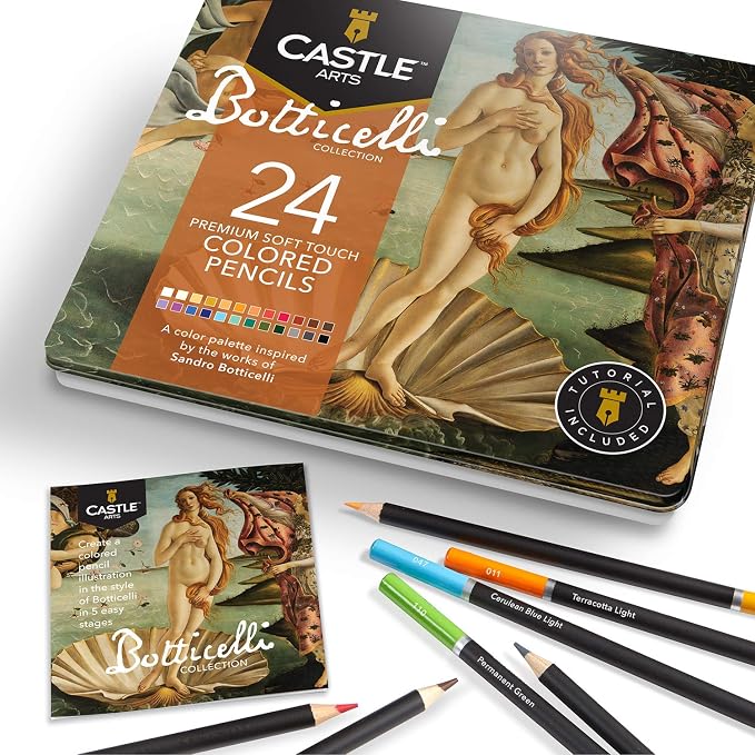 Castle Art Supplies 24 Colored Pencil Set - Botticelli Art Palette