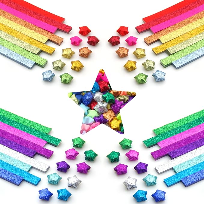 720 Sheets Glitter Origami Star Paper Strips DIY Hand Crafts