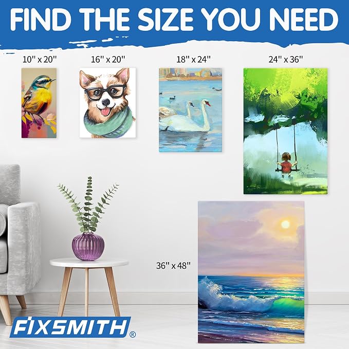 FIXSMITH Stretched White Blank Canvas - 10x20 Inch, 5 Pack,Primed Large Canvas,100% Cotton,5/8 Inch Profile of Super Value Pack for Acrylics,Oils & Other Painting Media
