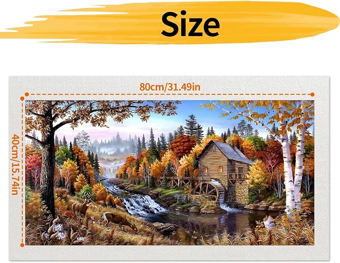 YALKIN Paint by Numbers Kit for Adults, Landscape Large Adults'paint-by-Number Kits on Canvas, DIY Acrylic Oil Painting by Numbers Kits, Perfect for Home Decor, Gifts 28x16in