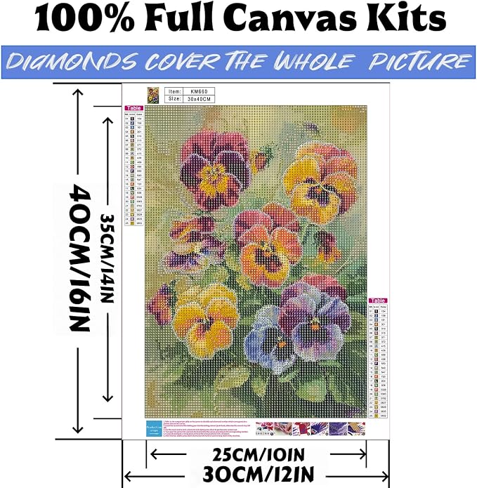 Diamond Art Kits for Adults Flower, Colorful DIY 5D Diamond Painting Kit