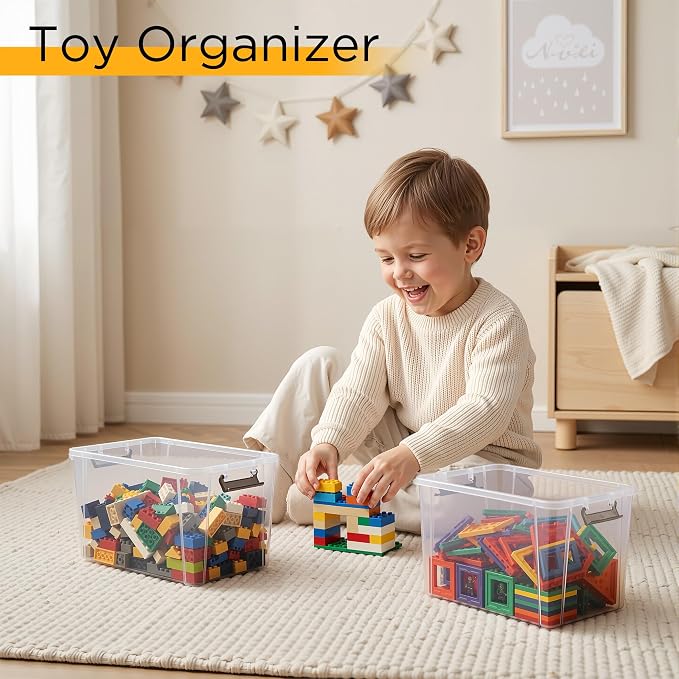 Citylife 6Packs 7.8Qt Plastic Storage Bins with Lids, Clear Organizer