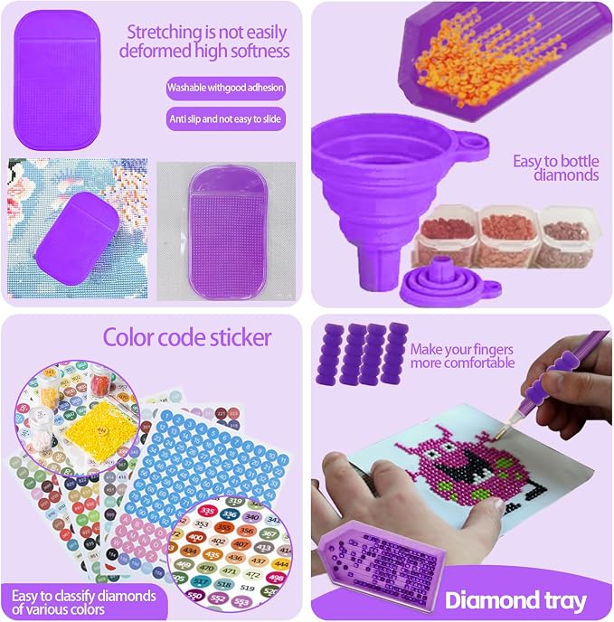 DNSGOOR 244Pcs Diamond Art Accessories Kit with A2 LED Light Pad