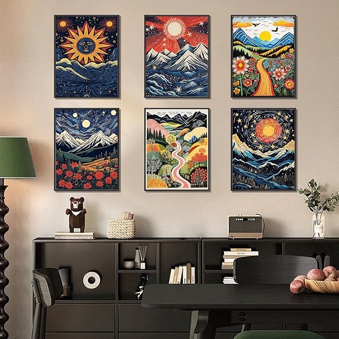 DOTSOPS 6 Pack Landscape Abstract Diamond Painting Kits Art Adults | Painting Kit,Crafts DIY 5D Diamond Art Packs Kits.Full for Adults Beginner,Home Wall Decoration Gift 11.8 x 15.7 Inches