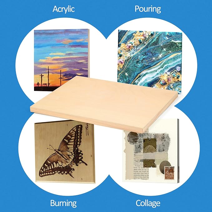 Falling in Art 2 Pack 24x30 Unfinished Birch Wood Panels Kit for Painting | Studio 1’’ Deep Wood Canvas, Cradle Boards for Acrylic Pouring, Art, Crafts, Epoxy Resin, Laser Engraving Cutting