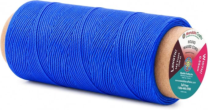 Mandala Crafts 130M 0.55mm Blue Round Waxed Thread for Leather Sewing