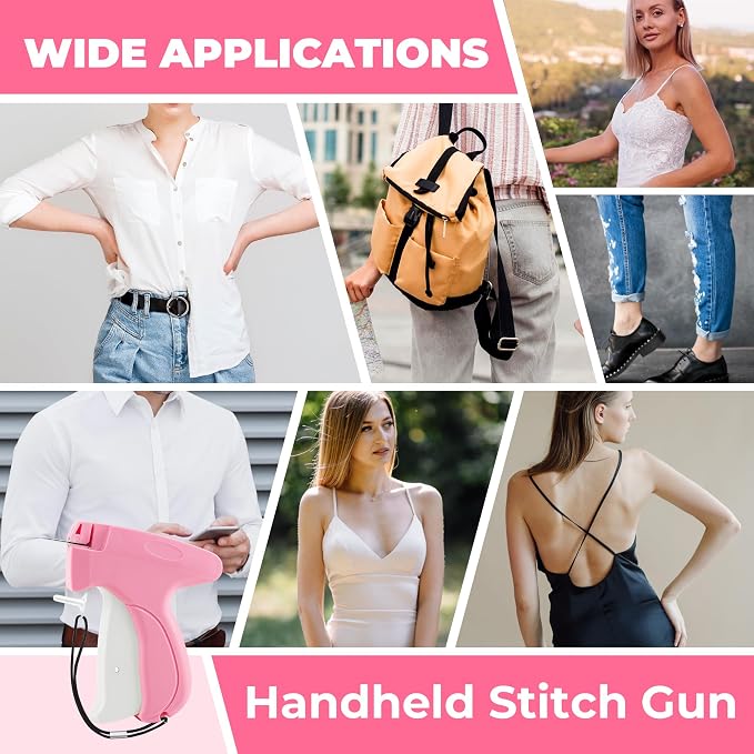 Stitch Gun for Clothes - Handheld Stitch Gun Quick Clothing Fixer - Tagging Gun - Includes 6 Needle, 1000 Black Fasteners & 1002 White Fasteners