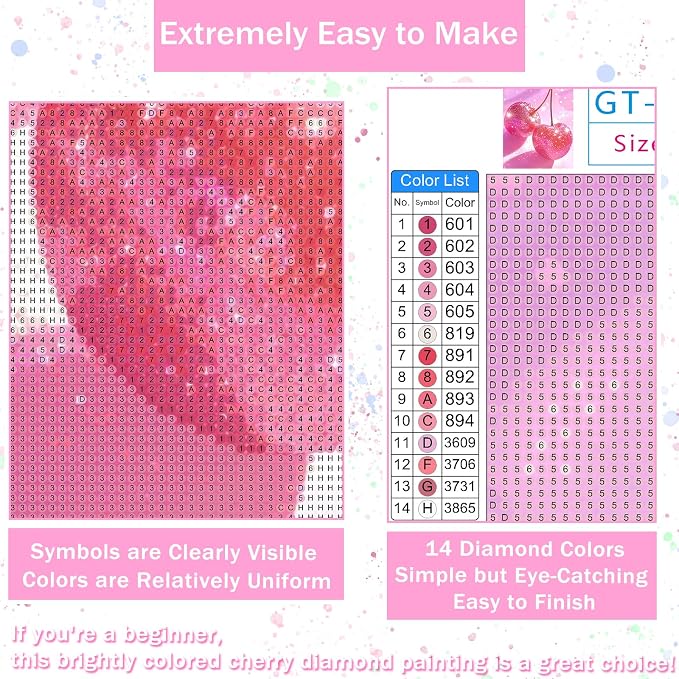 Gamteldot Cherry Diamond Art Kits for Adults-5D Diamond Painting Kits with Complete DIY Tools,Full Drill Diamond Dots Gem Art Crafts for Adults,Perfect Home Wall Decor and Gift-12x16in