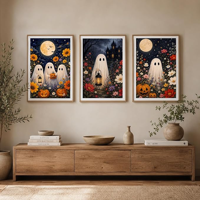 XTCIXAL 3 Pack Paint by Numbers Kit for Adults, Halloween, 8x12 Inch | Paint by Number for Adults Beginner, Framed Canvas, Included Easel and Gifts Box, Fun and Relaxing, Home Wall Decor
