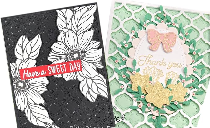 Cutting Dies 3D Backgrounds Frame Metal Stencils Scrapbooking Tools DIY Craft Embossing Template for Paper Card Making Album Arts Crafts Supplies (Four-Leaf Flowers Layering-22.4x14.4cm)