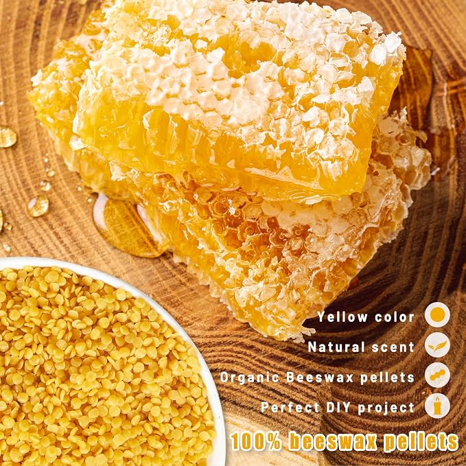 5lbs Beeswax Candle Making Kit with Electric Wax Melting Pot | candle honey bee wax making kit includes beeswax, wax melter with theremometer, wicks and more
