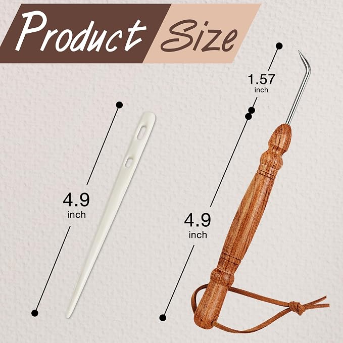 Savina Set 2 Knitting Loom Hook & Bone Nalbinding Needle - Multipurpose Weaving/Knitting/Stitching Needles for DIY & Crochet