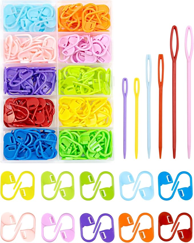 FIVEIZERO 200 Pcs Stitch Markers - 10 Color Knitting & Crochet Markers