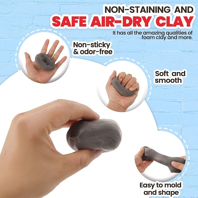 3.3 lbs Moldable Cosplay Foam Clay (Gray) - Air-Dry High Density for Intricate Designs Dries Evenly Within 24-48 Hours Sandable and Paintable