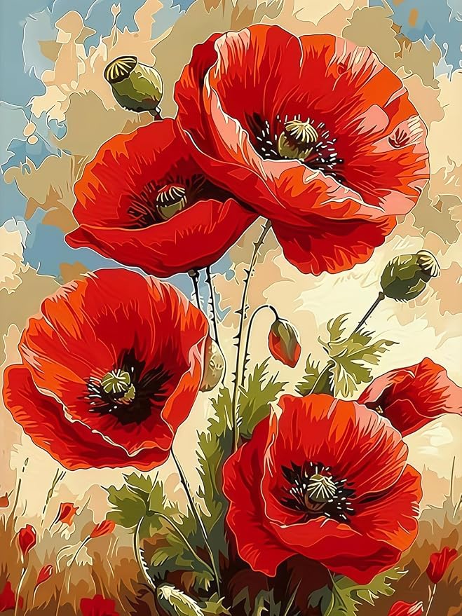Acelii Paint by Numbers Kit for Adults Beginner,Flower Oil Painting Kit Adult Paint by Number Kits on Canvas,DIY Painting for Beginners Art by Numbers Home Wall Decor 11.8x15.7 Inch