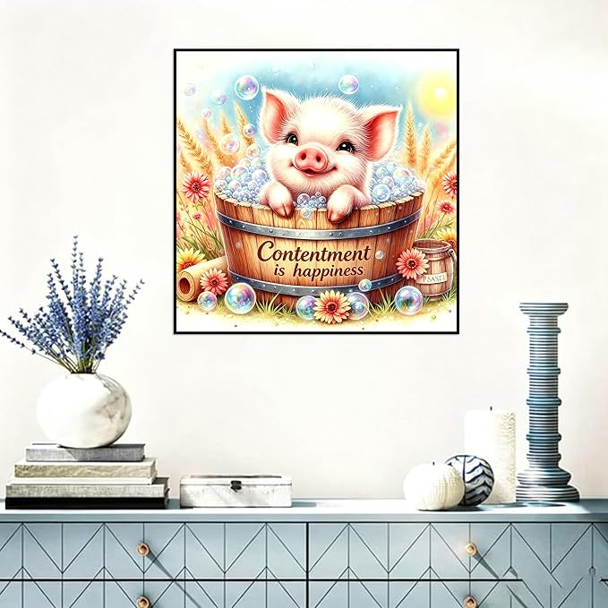 Benjenes Pig Diamond Art Kits for Adults, Cute Diamond Painting