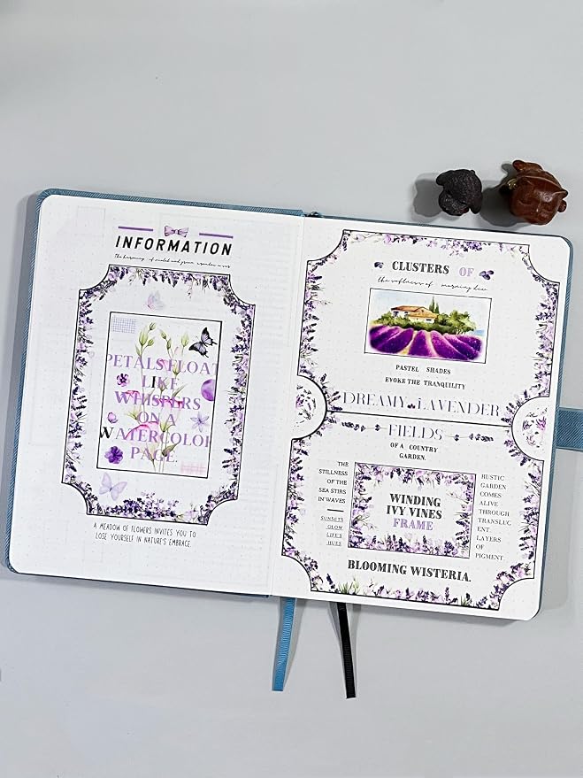 WT Pre-Cut Violet Veil Wide PET Tape, Single Roll, Soft Lilac Blossoms & Misty Backgrounds with Elegant Script, Transparent Decorative Tape for Journaling, Scrapbooking, Planner, DIY Crafts, 65mm x 5m