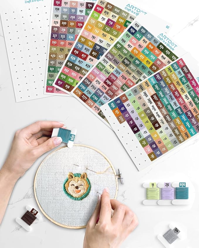 ARTDOT 2 Set Label Stickers for Diamond Art Storage Kits for Adults, 489 Colors Stickers Matched with Actual Embroidery Floss as Diamond Painting Accessories and Cross Stitch Supplies (Pack of 3)