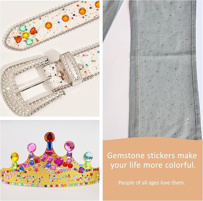 3500pcs Gem Stickers Jewels for Crafts，12 Sheets Rhinestone Stickers for DIY Craft，Stick on Gems Rhinestones for Crafts, Kids Art Supplies (Self-Adhesive Sparkle Jewels)