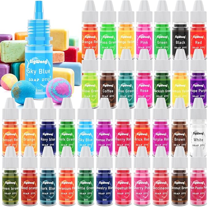 Bath Bomb Soap Dye - 36 Colors Concentrated Food Grade Skin Safe Liquid Based Colorant Vibrant Rainbow Coloring for Making DIY, Supplies Kit, Salt Crafting